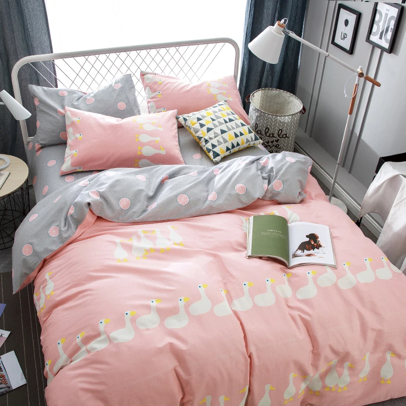 4pc 100 cotton cute pink duck beddingset princess love for homein