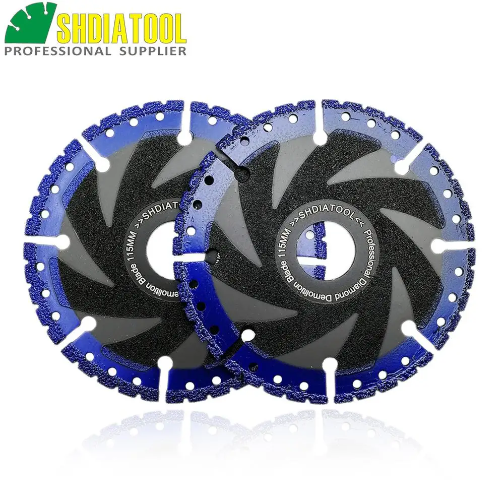 DIATOOL 2pcs 115mm Vacuum Brazed Diamond Blade For All Purpose 4.5" Demolition Blade For Stone Iron Steel