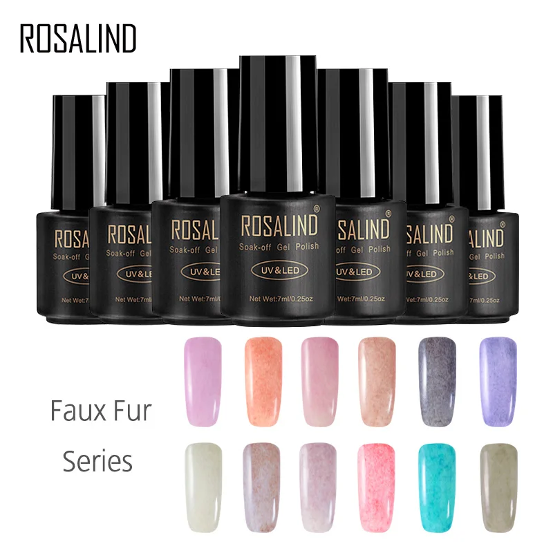

ROSALIND Gel 1S 7ml Long Lasting Faux Fur Effect Nail Gel Soak Off UV LED Nail Art Gel Polish 12 Colors for Nail Art