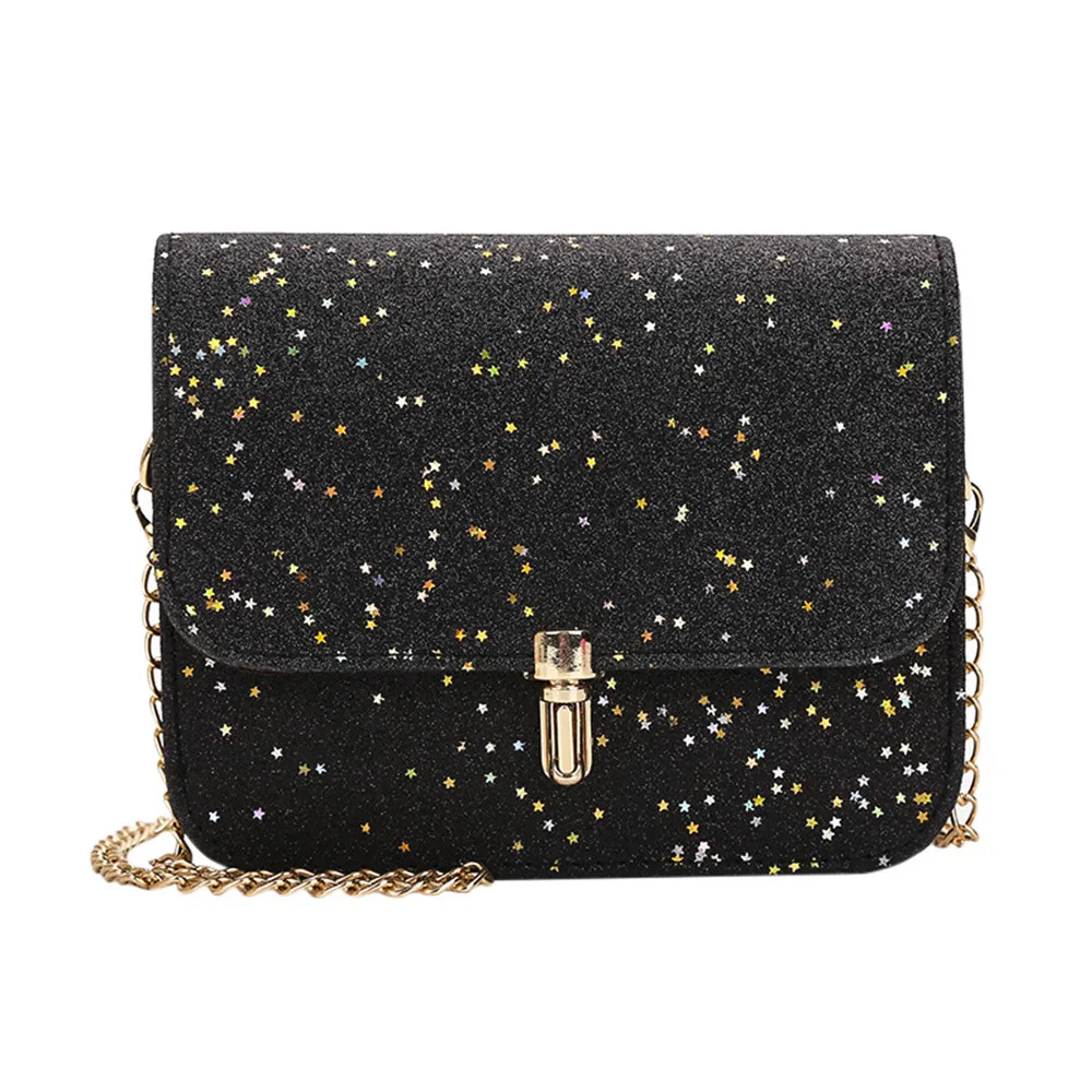

Fashion Women Sequined Messenger Bag Women's Flap Chain Bling Messenger Female Shoulder Bag Lay Crossbody Bags#ZS