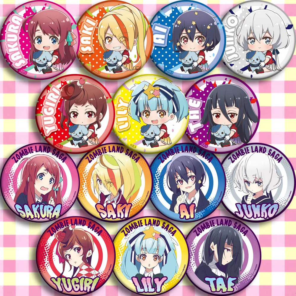 ZOMBIE LAND SAGA Zonbii 6 лилия конно Саки Mizuno Сакура югири Юта Юнко значок для косплея Аниме
