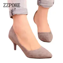 Spring new arrival women heel shoes velvet thin heels pointed toe single shoes shallow mouth sexy