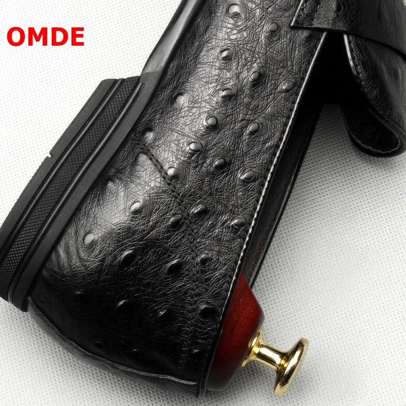Туфли OMDE мужские из натуральной кожи тисненые лоферы узор страуса без застежки