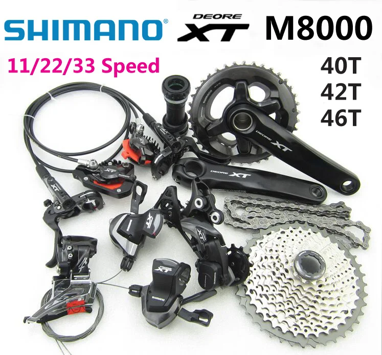 

SHIMANO DEORE XT M8000 Groupset 165/170/175mm Crankset Mountain MTB Bike Bicycle grupo 11/22/33 Speed Derailleur 40T 42T 46T