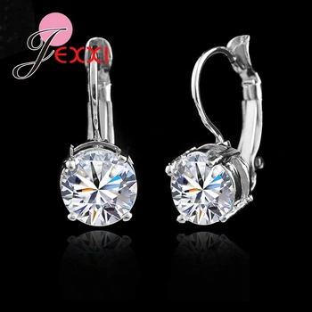 

Hot Sale 925 Sterling Sliver Fashion Jewelry Shining Micro Clear Crystal Silver Clip Earrings For Women Party Factory Price