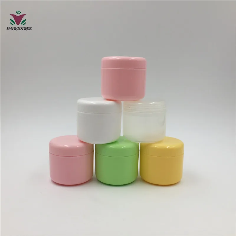 

Free shipping 50pcs 30g White Pink Green PP plastic cosmetic container mask jar