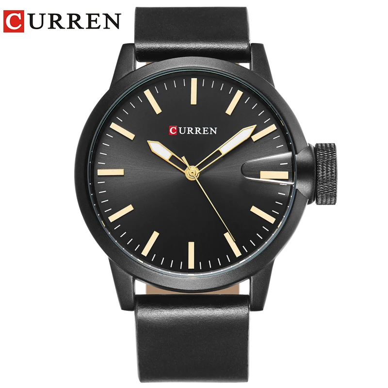 

CURREN 2019 Luxury Top Brand New Fashion Black Quartz Men's Watch Leather Strap Montre Homme Wrist Sports Military Army Relogio