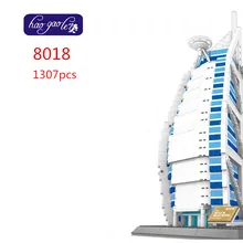 Wange the Burj Al арабский отель dubal строительные блоки наборы 1307 шт. обучающий пазл DIY кубики для обучения игрушка для детей 8018