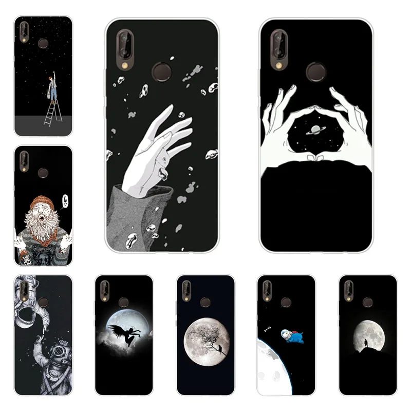 

Huawei honor play Case,Silicon Black graffiti Painting Soft TPU Back Cover for Huawei honor play Protect Phone cases shell
