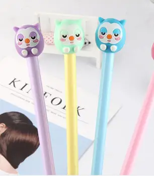 

korea cute owl gel Pen Ink Pen cute School prize Office writing Supply kawaii student Stationery black needle pen 48pc/lot