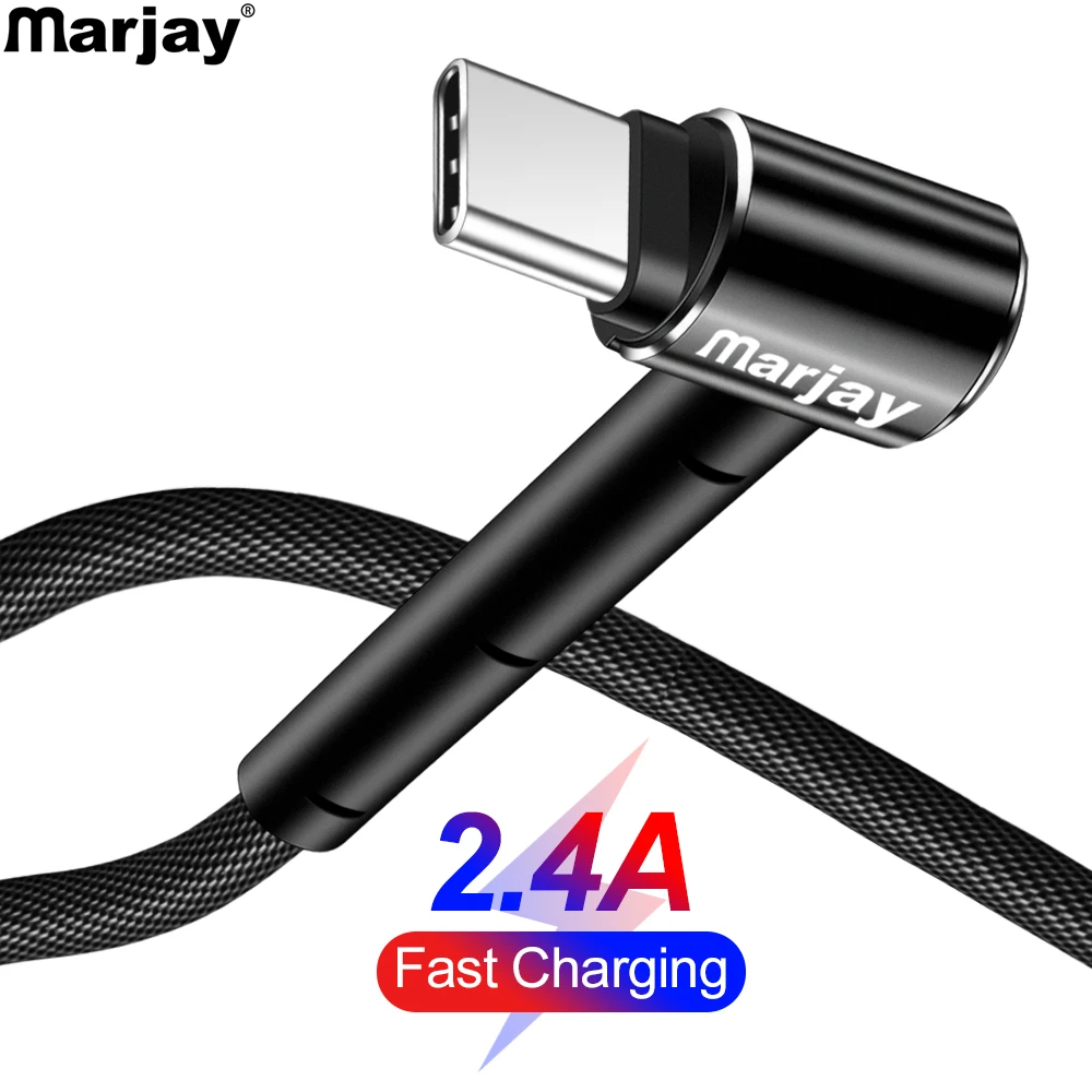 Marjay usb type C кабель 90 градусов Быстрое зарядное устройство type-C кабель для samsung S9 S10 Xiaomi mi9 huawei P30 Pro мобильный телефон USB C шнур