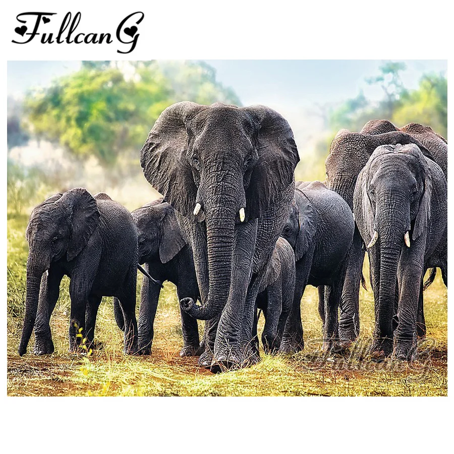 

FULLCANG full square/round drill 5d diy diamond painting "african elephant" embroidery rhinestone cross stitch kits gift FC164