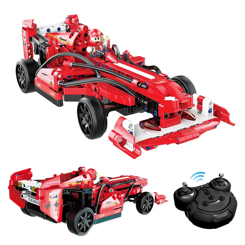 

317PCS RC Block Toys Simulation F1 Racing Remote Control Car Assembled Blocks 2 IN 1 Building Blocks Red Car Model Boys Gift