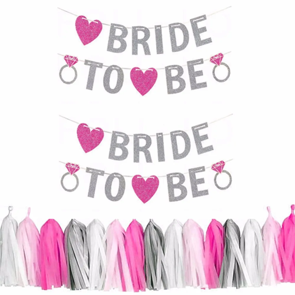 

Creative Heart Love Shape Bride To Be Flag Banner Home Decorations Birthday Party Decal Garland
