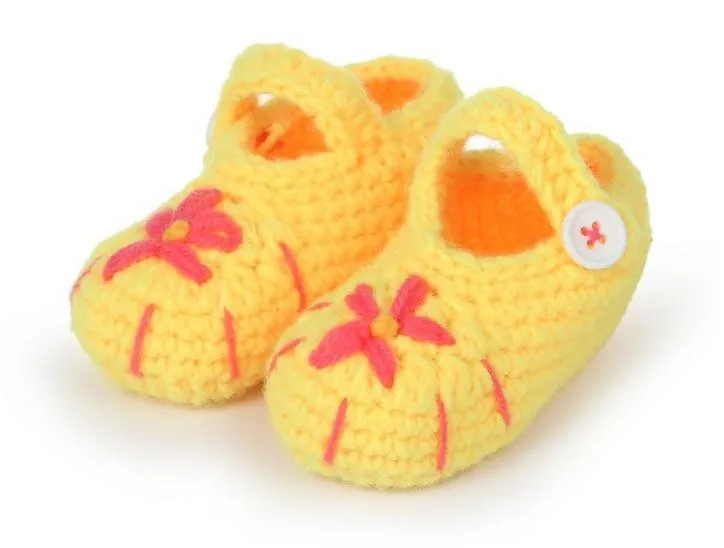 10 пар/лот; милые мягкие туфли для малышей с вышитыми цветами и ручной вязкой; детские кроватки; 11 см
