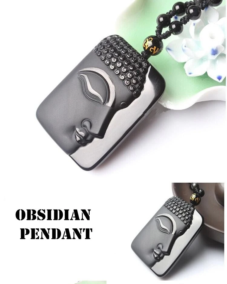 obsidian Vintage Necklace Black Jade Pendant Buddha Head Pendant For women&men Jewelry Jade Jewelry