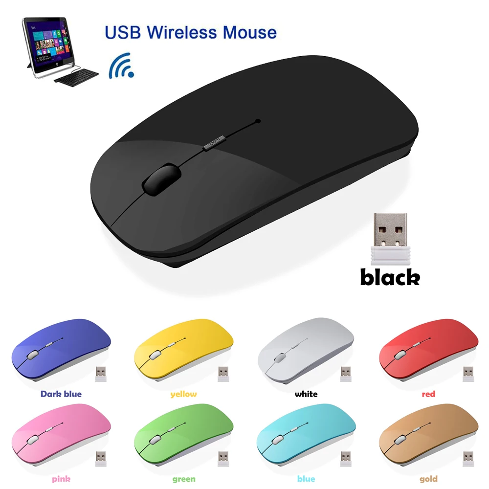 

Portable 2.4G Wireless Mouse Ultra Thin USB Optical Mice Silent Button For PC Laptop MacBook Desktop Air Pro