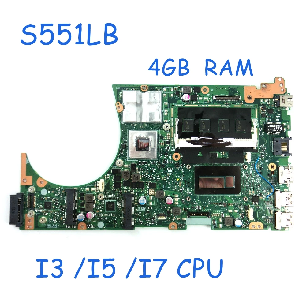S551LB с I5-4200/I3-4030/I7-4500CPU 4 ГБ Оперативная память материнская плата для ASUS s551l S551LN S551LB R553L REV2.2 материнская плата для ноутбука 100% тестирование