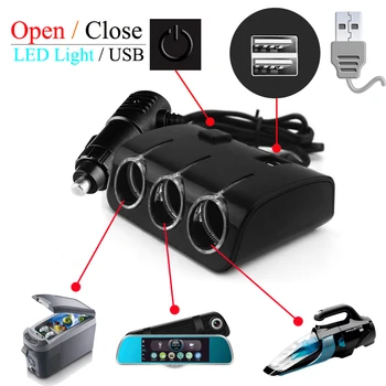 

Car Splitter Cigarette Lighter Socket 12v Power Adapter for Car DVR GPS Usb Charger Charging for iPhone 6 7 Plus Car Accessories