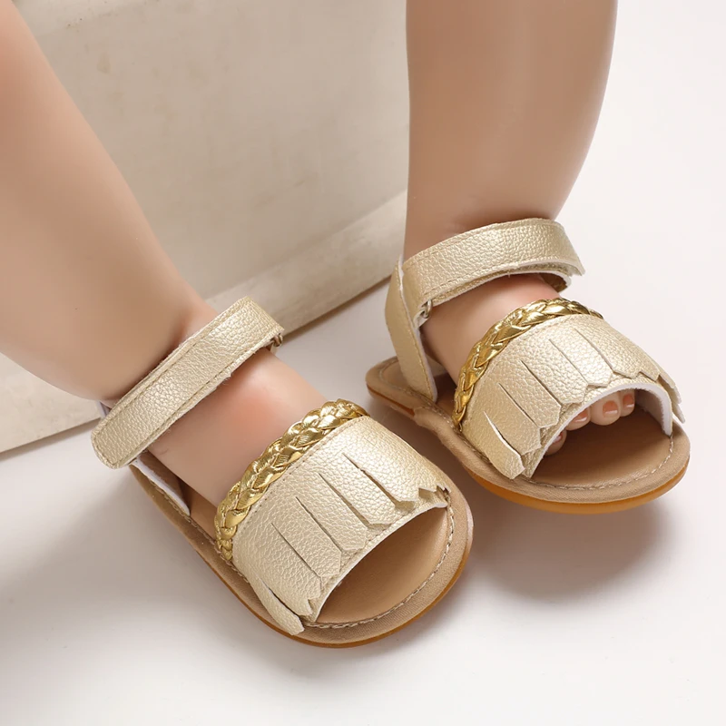 Летний для новорожденных сандалии с кисточками мягкая подошва кроватки обувь противоскользящие Prewalkers Милая обувь для маленьких девочек