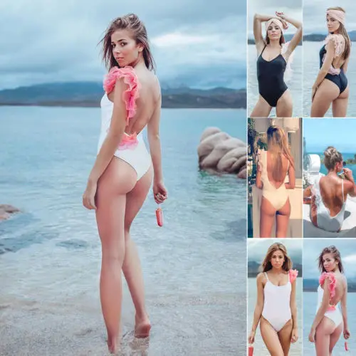 

US Women One Piece Monokini Swimwear Bathing Beach Ruffles Push Up Padded Bikini Size S-XL