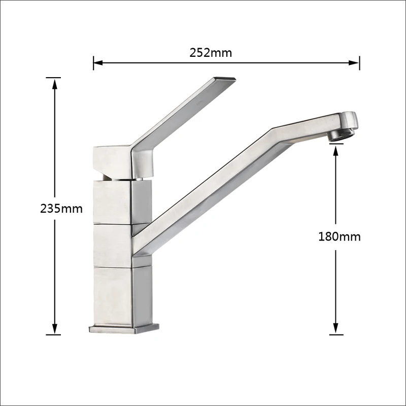 Матовый никель смеситель для раковины Поворотный вращающийся носик смеситель для кухни ванной комнаты кран на бортике квадратный Горячий Холодный полив