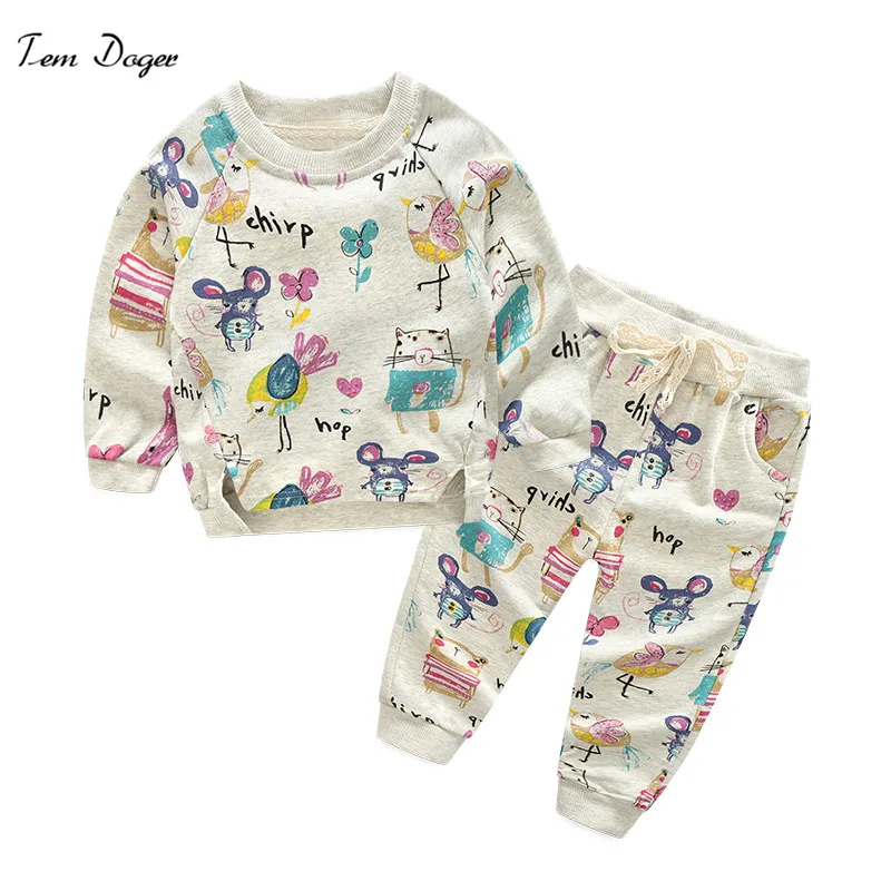 ТЕА Doger детей Костюмы комплекты одежда для малышей весенние детские спортивные костюмы Комплекты одежды для девочек с длинным рукавом костюмы для девочек