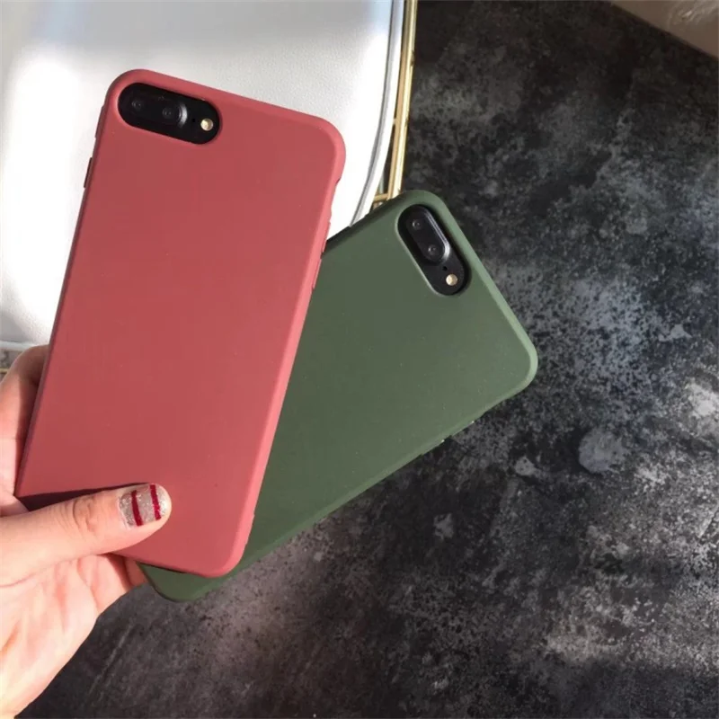 for iPhone X Case Candy Color TPU Rubber Silicone Case Matte Frosted Soft Cover protective Case for iPhone 8 6 6S 7Plus coque
