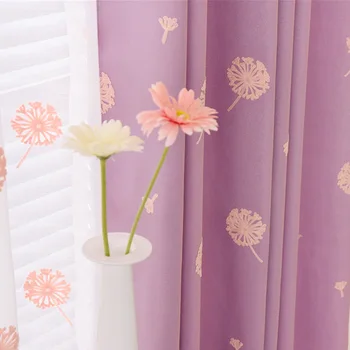 

Finished Curtains Cotton Linen Blackout Curtain for Bedroom Dandelion Embroidered Window Curtains for Living Room 3 Colors