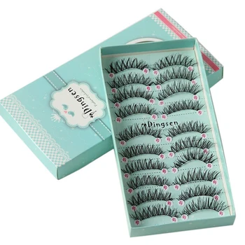 

10 Boxes/100 Pairs Long Natural Soft Imported Silk Protein Fiber False Eyelashes Thick Cross Eye Lash Extension Makeup