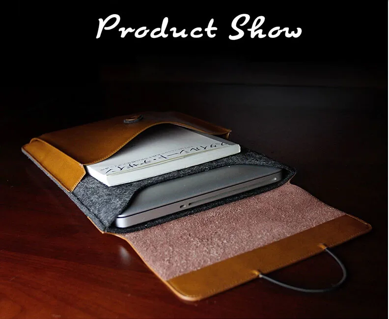 

W450 Wool Felt Sleeve Leather Case Laptop Briefcase Cases Bags for 11 13 15 inch Macbook Air Pro Retnia Notebook Protective