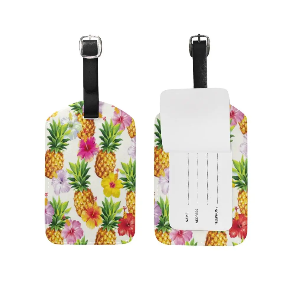 

Travel Accessories Luggage Tag Custom Pineapples Leather Suitcase ID Addres Holder Baggage Boarding Tag Portable Label