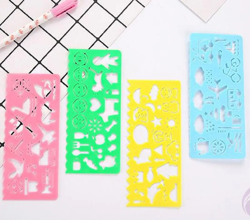 

4 pcs/set 2019 newest School Painting Supplies Drafting Tool Art Drawing Template Stationery Patchwork Ruler