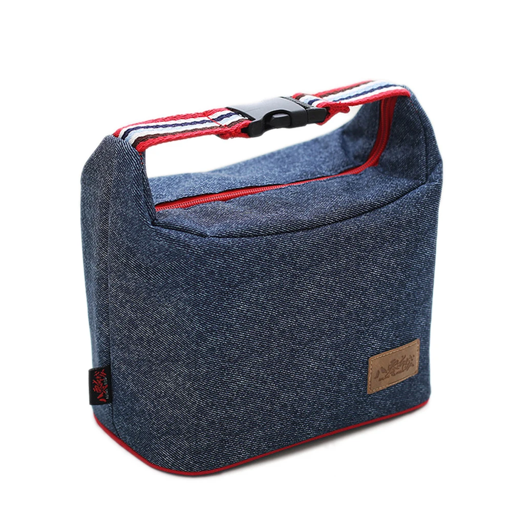 

Denim aluminum foil marmita termica para comida quente inox Japan Bento Lunch Bags with zipper insulation lunch box cooler bags
