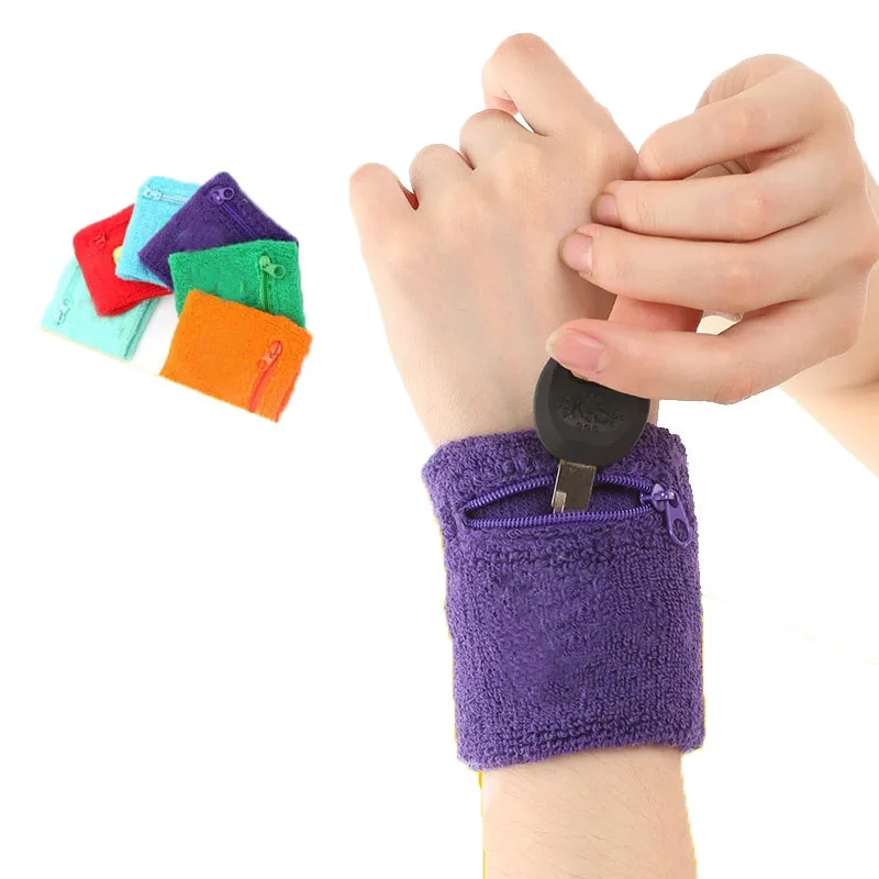 

Fitness Cotton Outdoor Running Cycling Wrist Band Support Wrustband Wallet Safe Storage Wallet Zipper Wraps Sport Strap Bracers