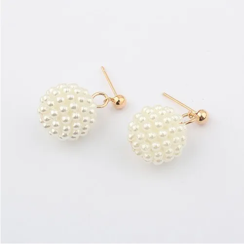 

F&U Fashion South Korean Style all-match Full of Pearl Pinecone Balls Full of small Cones Gold Color Stud Earrings #2085