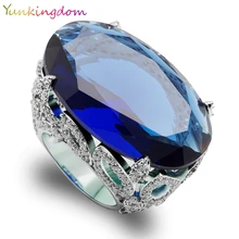 Yunkingdom Luxury Cut Oval Cubic Zirconia Wedding Fine Jewelry Banquet Party Rings Big Cubic zirconia Gold Color Fine Ring
