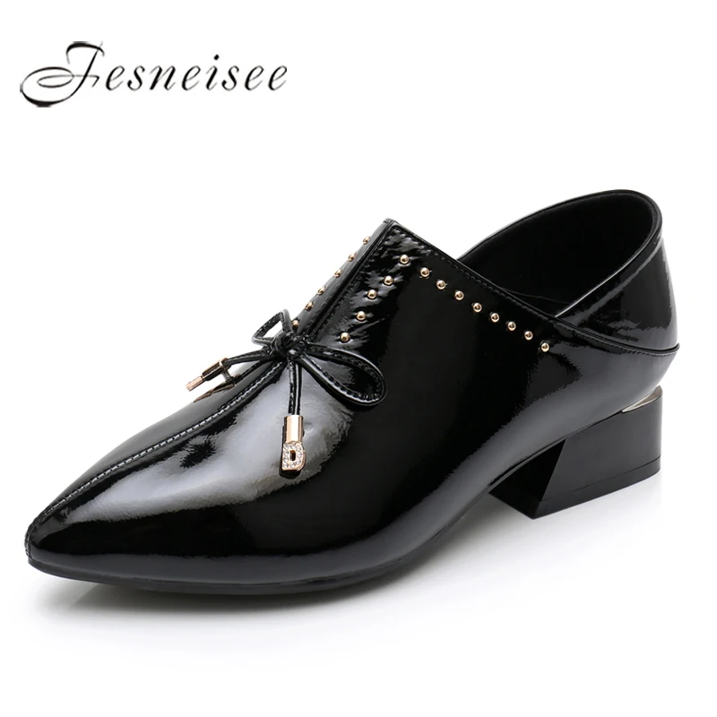 

2019 New Square Heels Pumps Pointed toe Genuine Leather Shoes Women Ladies Sexy Chaussure Femmer Plus size 35-43 Single Shoes