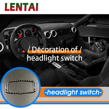 

LENTAI Car Styling Carbon Fiber Headlight Switch Botton Frame Stickers For BMW 5 Series E60 E70 E71 X5 X6 2008-2013 Accessories