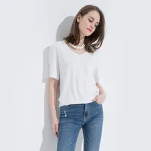 Новинка 10:07 модал BF ветер карман Свободный Топ сексуальная одежда v-образным вырезом кожа-дружественная Летняя Повседневная короткий рукав для женщин