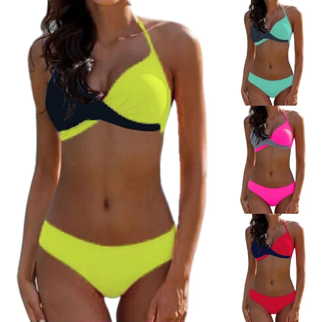 Best Offers Hot Sell Women Sexy Color Block Bandage Push-UP Padded Bra Halter Swimsuit Bikini Set New Best Offers Hot Sell Women Sexy Color Block Bandage Push-UP Padded Bra Halter Swimsuit Bikini Set New