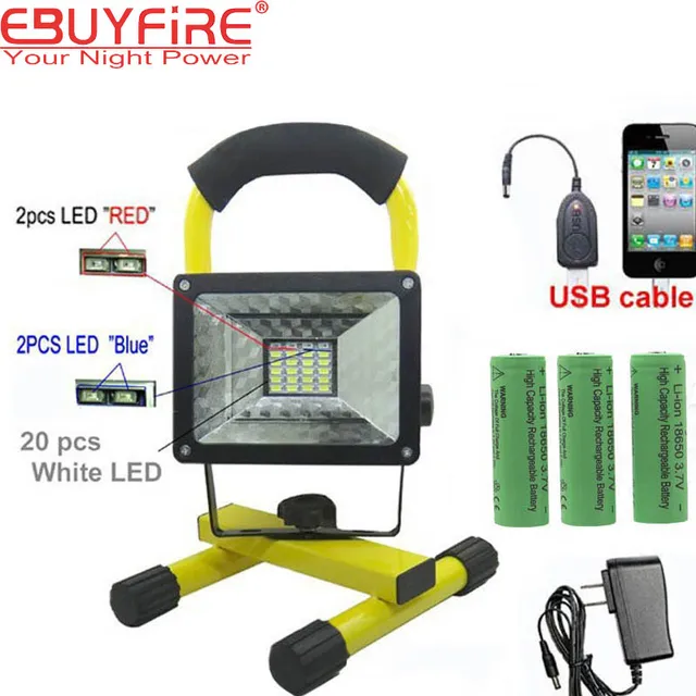 18650 Rechargeable Floodlight 30w 24 Led Flood Light Waterproof 18650 Rechargeable Floodlight 30w 24 Led Flood Light Waterproof Outdoor Lights With Charger By Battery