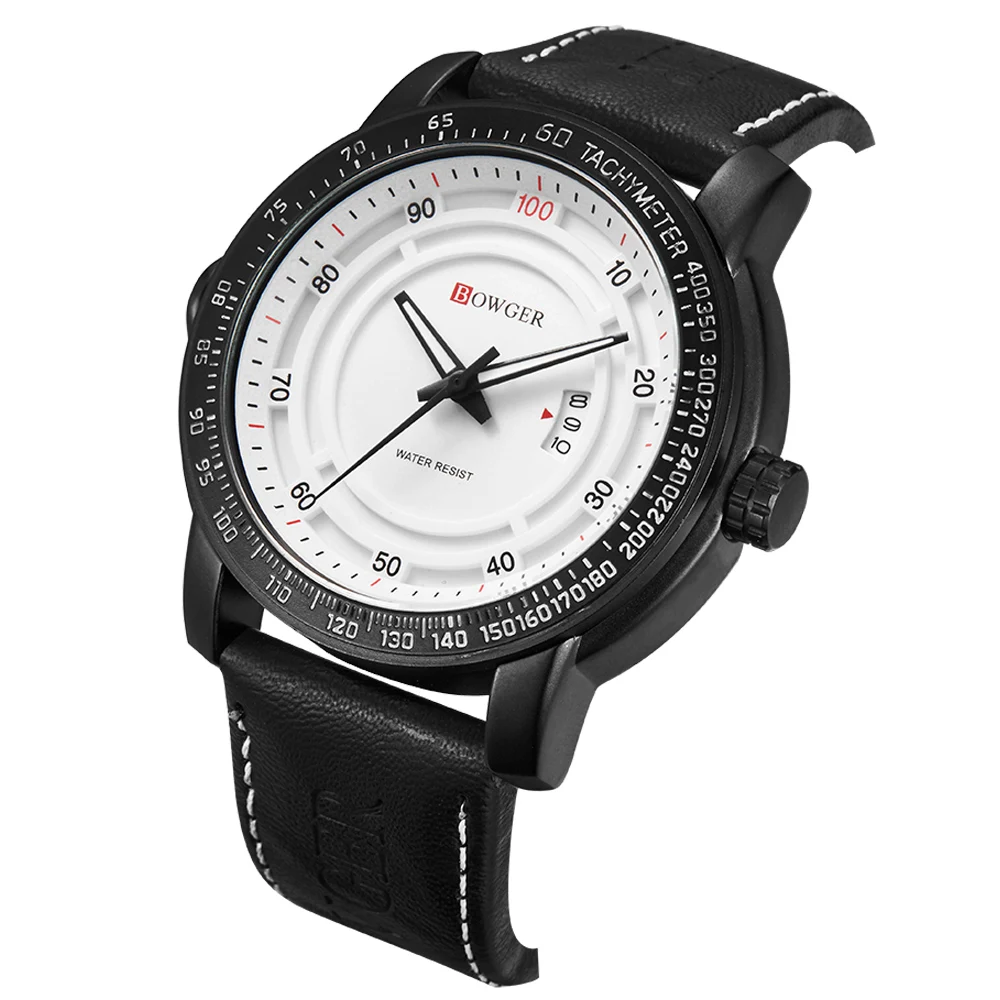BOWGER Luxury Brand Men Analog Digital Leather Sports Watches Men's Army Military Watch Man Quartz Clock Relogio Masculino (6)