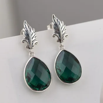 

S925 Silver Women's Crystal Stud Earrings Thai Silver Craft Simple and Elegant Gift