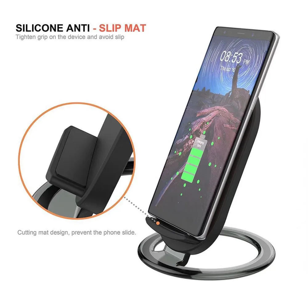 

Wireless Charger For iPhone 8 /8 Plus iPhone X Fast Qi Charger Wireless Cellphone Desktop for Samsung Galaxy S9 S9 + S8 USB port