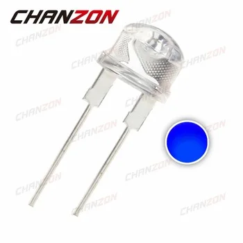 50pcs LED 8mm Straw Hat Blue Water Clear Diode 8 mm LED Light Emitting Diode Lamp Through Hole 20mA Bulb Electronics Components