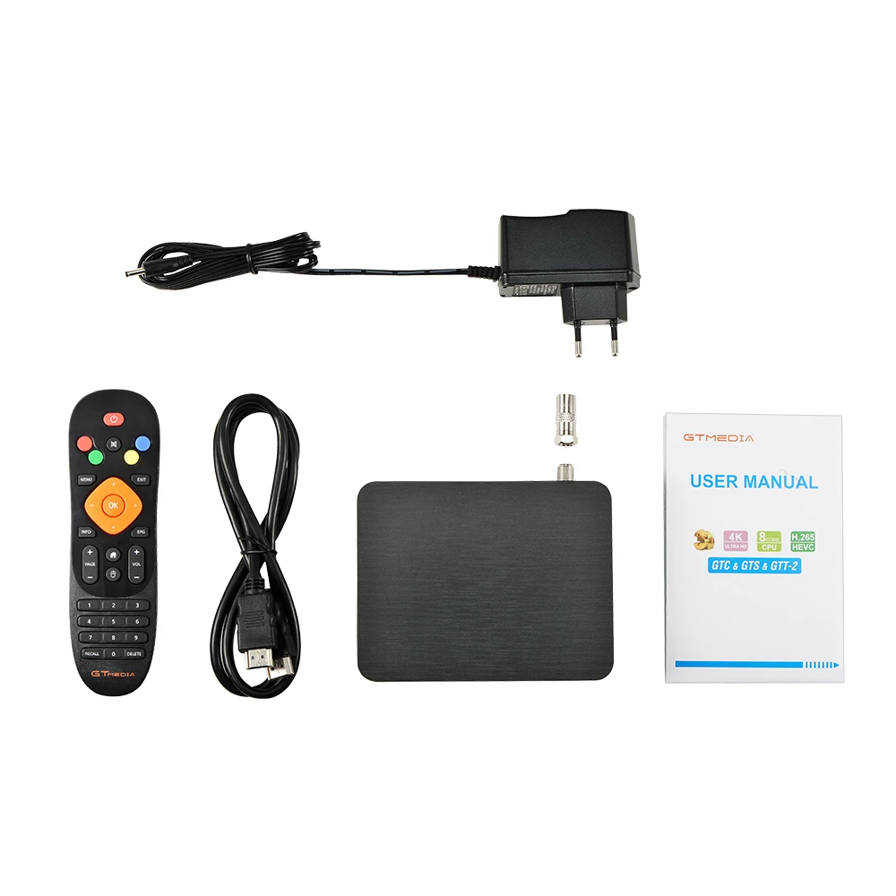 Оригинальный GT MEDIA GTT2 ТВ коробка + DVB-T/T24K/3D/H.265/MPEG-4 HD 2G 8G Android 6,0 фильм построен в 2.4g wifi Google Cast Netflix Media