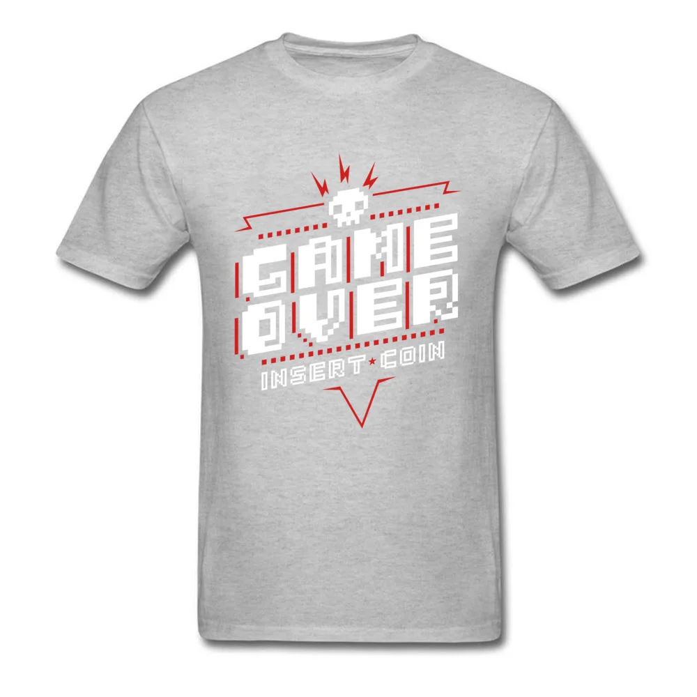 Game Over Red Father Day Pure Cotton Crewneck Tees Short Sleeve Printed On Tee Shirts Dominant Fitness Tight T Shirts Game Over Red grey