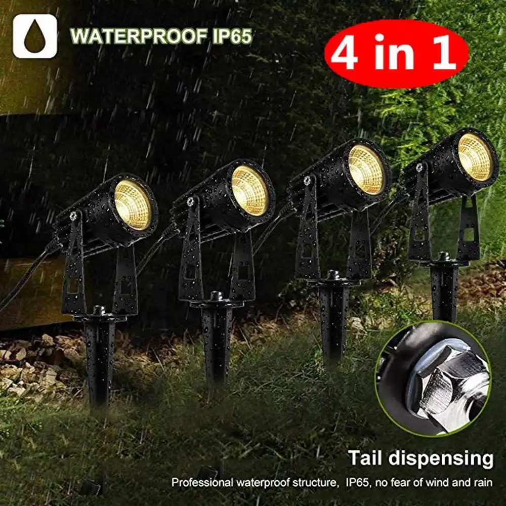 

New Style COB Garden Lawn Lamp Lights 4 in 1 COB LED Outdoor Landscape Spot Flood Light AC85-265V Waterproof for Lawn Pathway