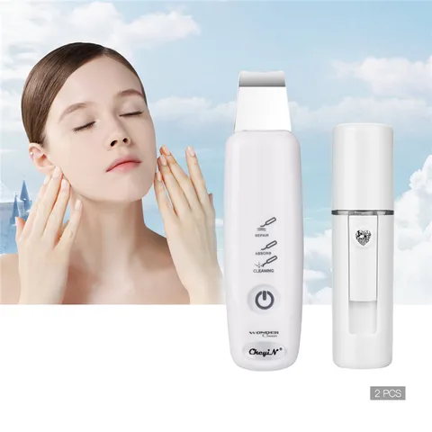 Cuidados com a Pele Ultra-sônica do Purificador da Pele Limpador + Mini Ckeyin Ferramentas Facial Limpeza Profunda Navio Nano Pulverizador Beleza Dispositivo 47